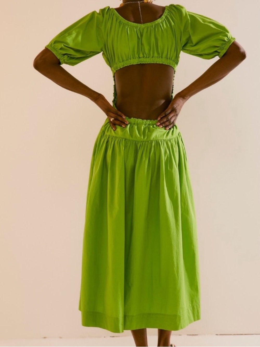 Free People Green Midi Open Back Dress